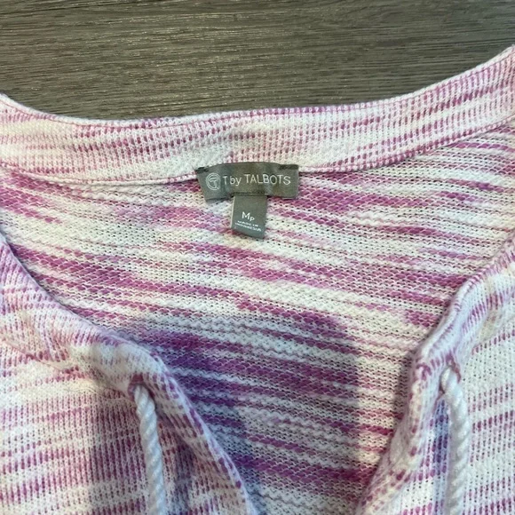 T by Talbots women's MP pink & white Top Beach Shrug Sweater - Picture 5 of 7